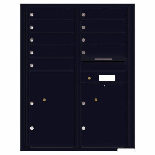 Florence Versatile Front Loading 4C Commercial Mailbox with 9 Tenant Compartments and 2 Parcel Lockers 4C11D-09 Black