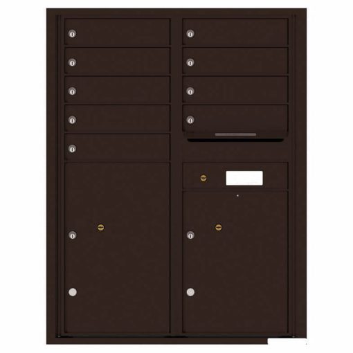 Florence Versatile Front Loading 4C Commercial Mailbox with 9 Tenant Compartments and 2 Parcel Lockers 4C11D-09 Dark Bronze