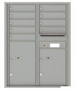 Florence Versatile Front Loading 4C Commercial Mailbox with 9 Tenant Compartments and 2 Parcel Lockers 4C11D-09 Silver Speck