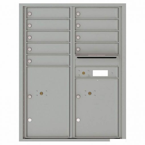 Florence Versatile Front Loading 4C Commercial Mailbox with 9 Tenant Compartments and 2 Parcel Lockers 4C11D 09 Silver Speck