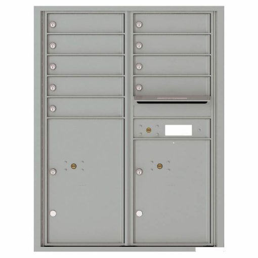 Florence Versatile Front Loading 4C Commercial Mailbox with 9 Tenant Compartments and 2 Parcel Lockers 4C11D-09 Silver Speck