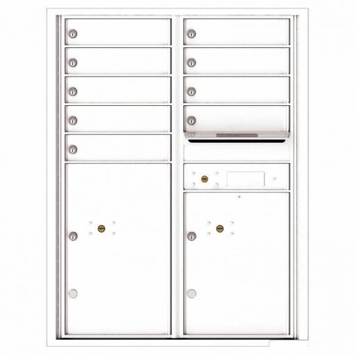 Florence Versatile Front Loading 4C Commercial Mailbox with 9 Tenant Compartments and 2 Parcel Lockers 4C11D 09 White