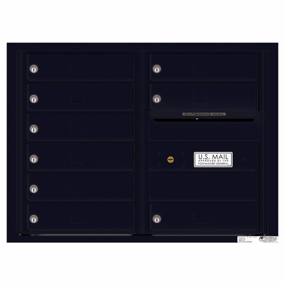 Florence Versatile Front Loading 4C Commercial Mailbox with 9 tenant Compartments 4C06D 09 Black
