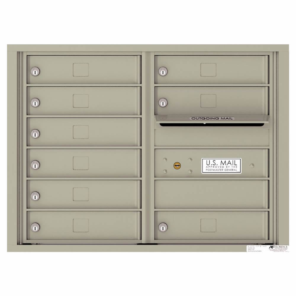 Florence Versatile Front Loading 4C Commercial Mailbox with 9 tenant Compartments 4C06D 09 Postal Grey