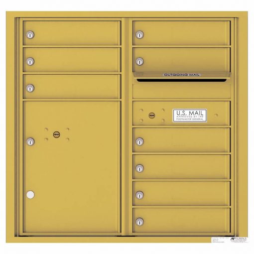 Florence Versatile Front Loading 4C Commercial Mailbox with 9 tenant Doors and 1 Parcel Locker 4C08D 09 Gold Speck