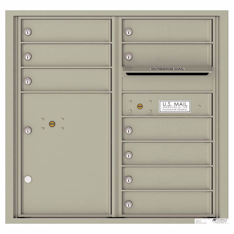 Florence Versatile Front Loading 4C Commercial Mailbox with 9 tenant Doors and 1 Parcel Locker 4C08D 09 Postal Grey