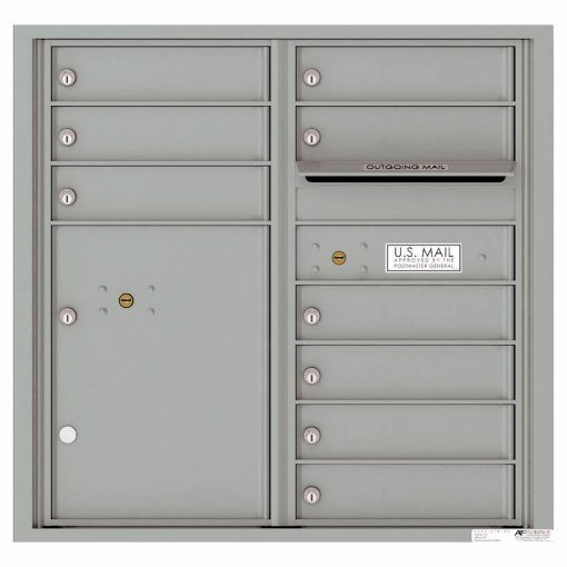 Florence Versatile Front Loading 4C Commercial Mailbox with 9 tenant Doors and 1 Parcel Locker 4C08D 09 Silver Speck