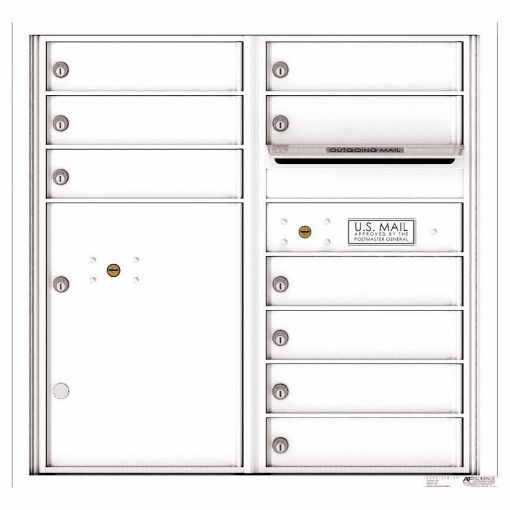 Florence Versatile Front Loading 4C Commercial Mailbox with 9 tenant Doors and 1 Parcel Locker 4C08D 09 White