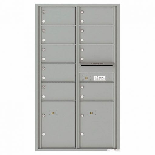 Florence Versatile Front Loading 4C Commercial Mailbox with 9 tenant Doors and 2 Parcel Locker 4C15D 09 Silver Speck