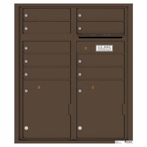 Florence Versatile Front Loading 4C Commercial Mailbox with 9 tenant Doors and 2 Parcel Lockers 4CADD-9 Antique Bronze