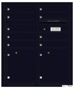 Florence Versatile Front Loading 4C Commercial Mailbox with 9 tenant Doors and 2 Parcel Lockers 4CADD-9 Black