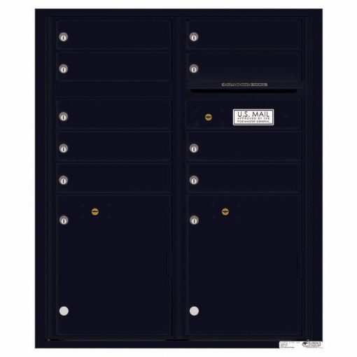 Florence Versatile Front Loading 4C Commercial Mailbox with 9 tenant Doors and 2 Parcel Lockers 4CADD 9 Black