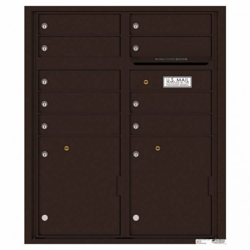 Florence Versatile Front Loading 4C Commercial Mailbox with 9 tenant Doors and 2 Parcel Lockers 4CADD-9 Dark Bronze