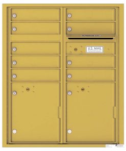 Florence Versatile Front Loading 4C Commercial Mailbox with 9 tenant Doors and 2 Parcel Lockers 4CADD-9 Gold Speck