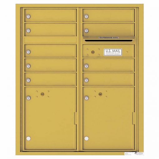 Florence Versatile Front Loading 4C Commercial Mailbox with 9 tenant Doors and 2 Parcel Lockers 4CADD 9 Gold Speck