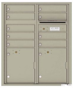 Florence Versatile Front Loading 4C Commercial Mailbox with 9 tenant Doors and 2 Parcel Lockers 4CADD-9 Postal Grey