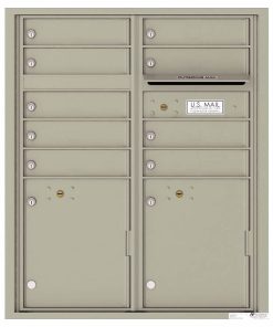 Florence Versatile Front Loading 4C Commercial Mailbox with 9 tenant Doors and 2 Parcel Lockers 4CADD-9 Postal Grey