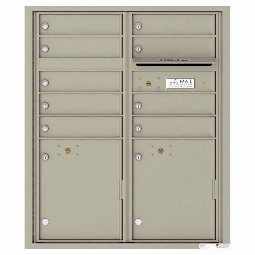 Florence Versatile Front Loading 4C Commercial Mailbox with 9 tenant Doors and 2 Parcel Lockers 4CADD-9 Postal Grey