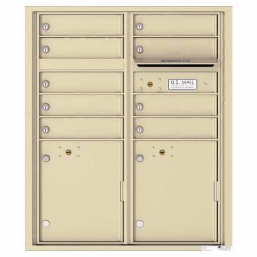 Florence Versatile Front Loading 4C Commercial Mailbox with 9 tenant Doors and 2 Parcel Lockers 4CADD 9 Sandstone
