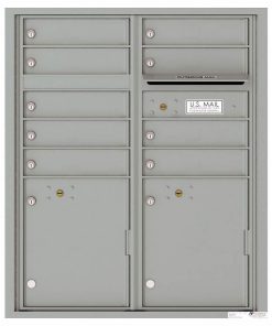 Florence Versatile Front Loading 4C Commercial Mailbox with 9 tenant Doors and 2 Parcel Lockers 4CADD-9 Silver Speck