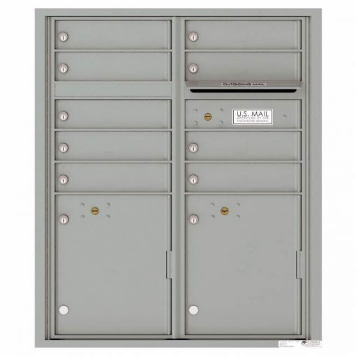 Florence Versatile Front Loading 4C Commercial Mailbox with 9 tenant Doors and 2 Parcel Lockers 4CADD 9 Silver Speck