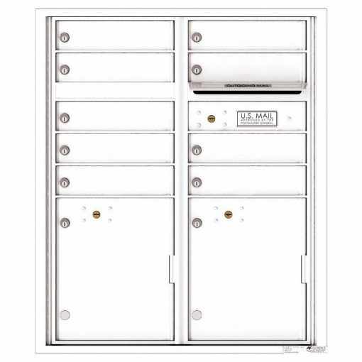 Florence Versatile Front Loading 4C Commercial Mailbox with 9 tenant Doors and 2 Parcel Lockers 4CADD-9 White
