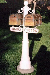 2 Westchester Mailboxes with Double Newport Post