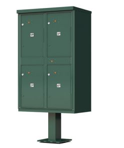4 – Door Florence Outdoor Parcel Locker with Pedestal Forest Green
