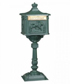 Textured Green Amco Locking Victorian Mailbox with Post