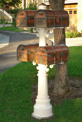 4 Westchester Mailboxes with Quad Capistrano Post
