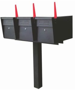 3 Mail Boss High Security Mailboxes with Post Black