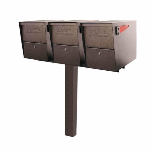 3 Mail Boss High Security Mailboxes with Post Bronze