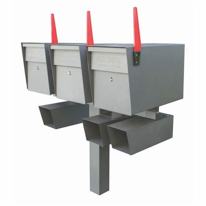 3 Mail Boss High Security Mailboxes with Post Granite with Newspaper Holders