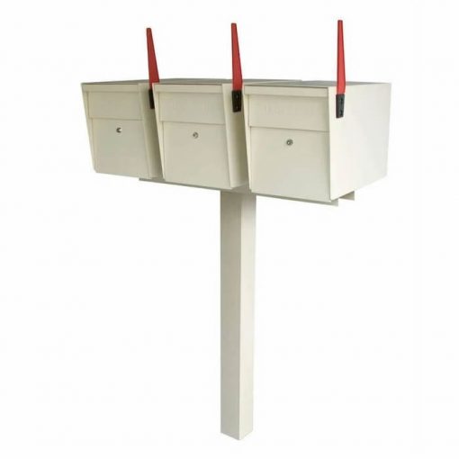 3 Mail Boss High Security Mailboxes with Post White