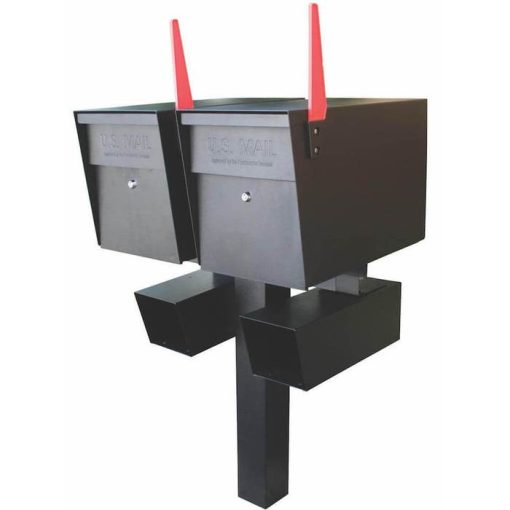 Double Mailboss High Security Mailbox with Post Black