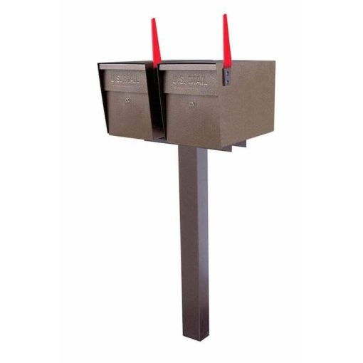 Double Mailboss High Security Mailbox with Post Bronze