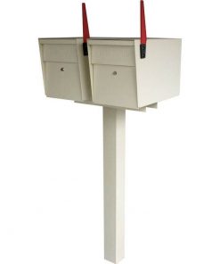 Double Mailboss High Security Mailbox with Post White