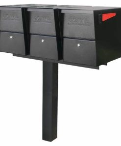 3 Mail Boss Locking Package Master Mailboxes with Post Black