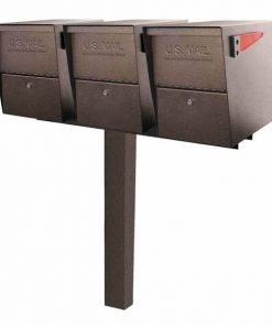 3 Mail Boss Locking Package Master Mailboxes with Post Bronze