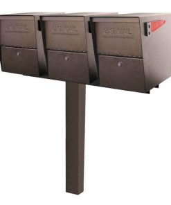 3 Mail Boss Locking Package Master Mailboxes with Post Bronze