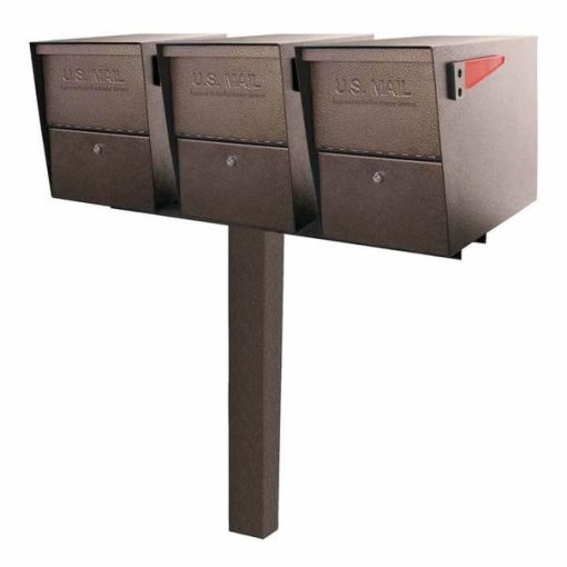 3 Mail Boss Locking Package Master Mailboxes with Post Bronze