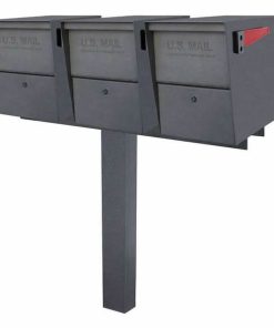 3 Mail Boss Locking Package Master Mailboxes with Post Granite