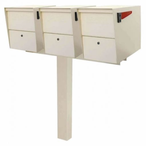3 Mail Boss Locking Package Master Mailboxes with Post White