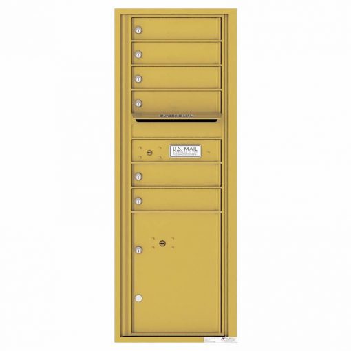 Florence Versatile Front Loading 4C Commercial Mailbox with 6 Tenant Doors and 1 Parcel Lockers 4C13S 06 Gold Speck