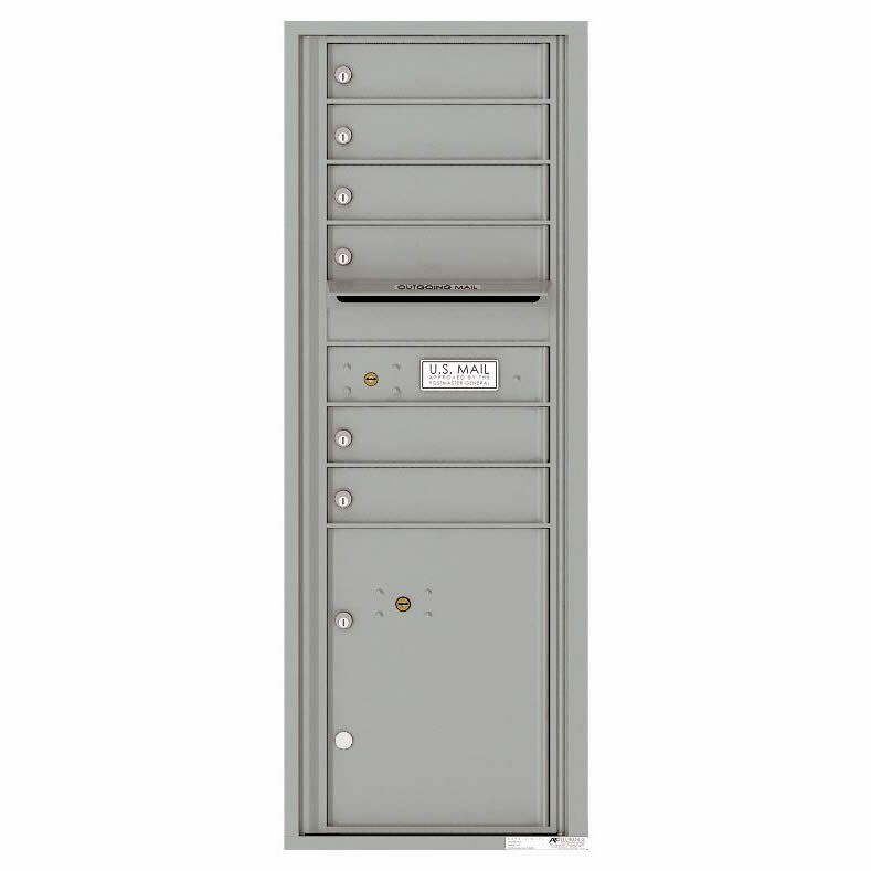 Florence Versatile Front Loading 4C Commercial Mailbox with 6 Tenant Doors and 1 Parcel Lockers 4C13S-06 Silver Speck