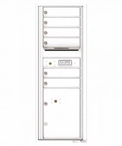 Florence Versatile Front Loading 4C Commercial Mailbox with 6 Tenant Doors and 1 Parcel Lockers 4C13S-06 White