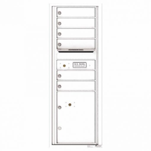 Florence Versatile Front Loading 4C Commercial Mailbox with 6 Tenant Doors and 1 Parcel Lockers 4C13S 06 White