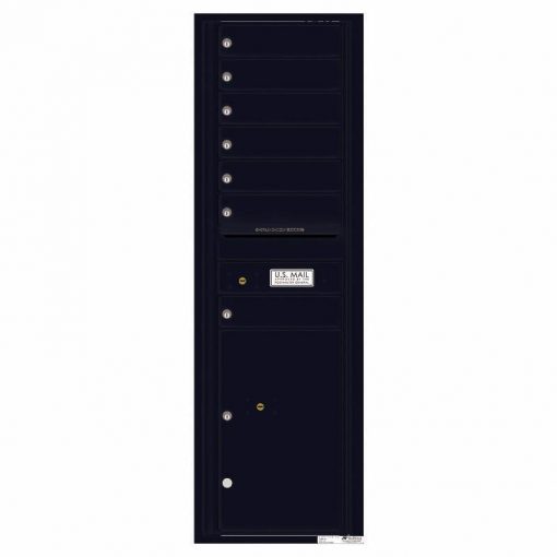 Florence Versatile Front Loading 4C Commercial Mailbox with 7 Tenant Doors and 1 Parcel Lockers 4C15S 07 Black