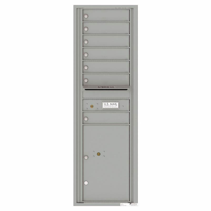 Florence Versatile Front Loading 4C Commercial Mailbox with 7 Tenant Doors and 1 Parcel Lockers 4C15S 07 Silver Speck