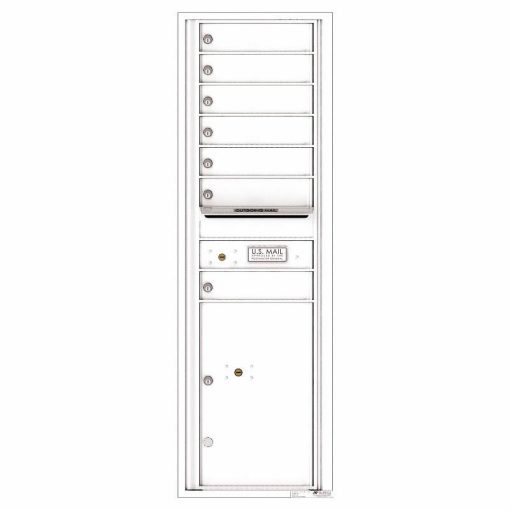 Florence Versatile Front Loading 4C Commercial Mailbox with 7 Tenant Doors and 1 Parcel Lockers 4C15S-07 White